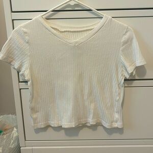 White Cropped T shirt